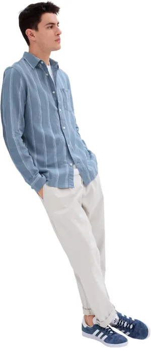 GAP Men's Linen Long Sleeve Shirt Standard Fit