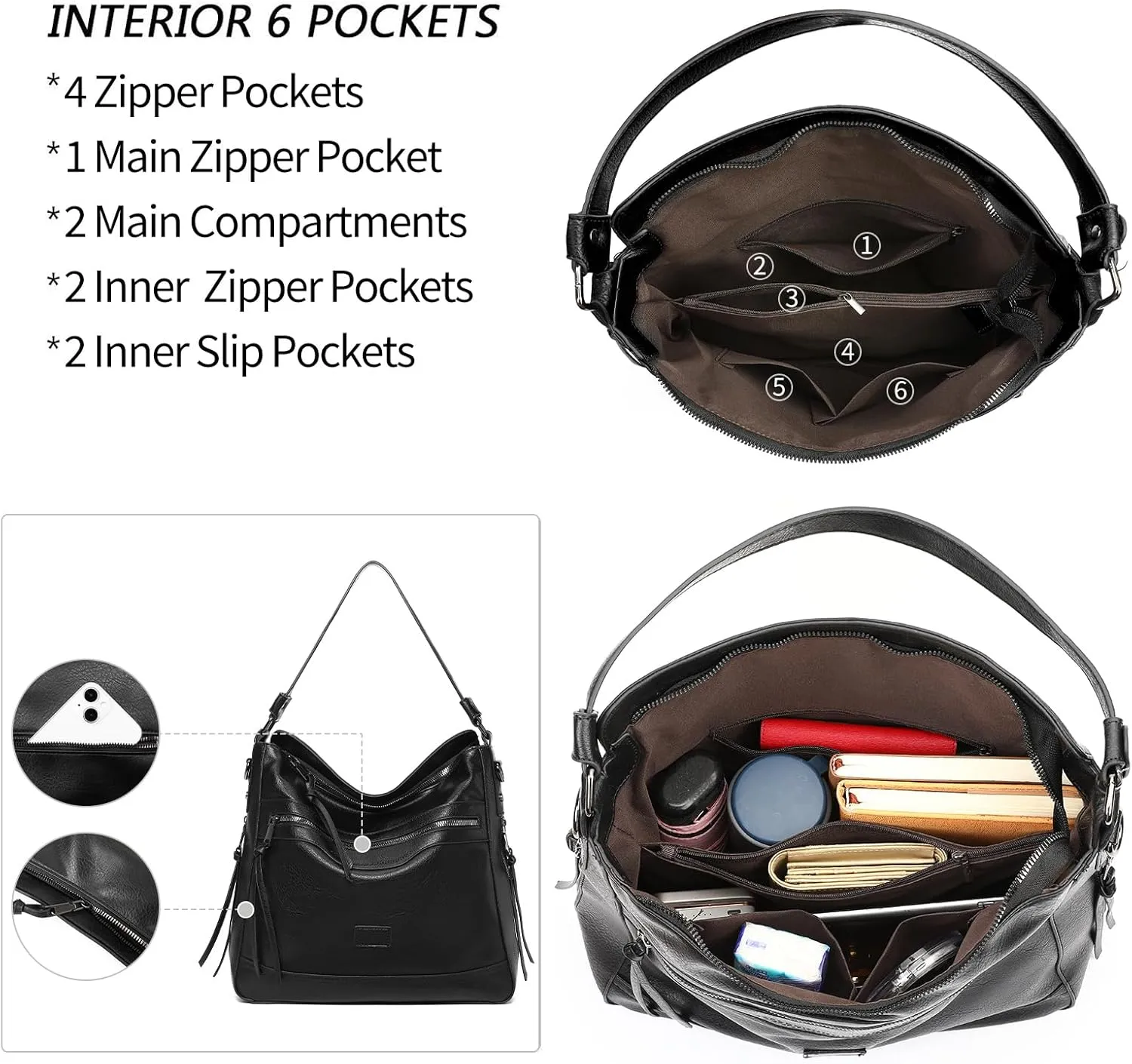 GOIACII Leather Tote Bag for Women - Shoulder Bag with Top Handle