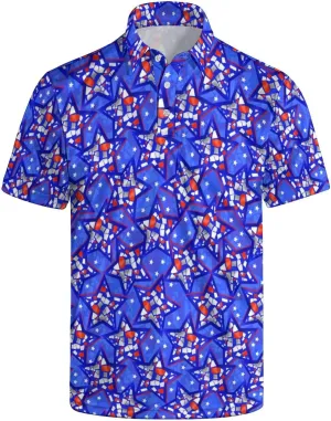 Golf Polo Shirts for Men Funny Print Quick Dry Short Sleeve Performance Golf Shirts Moisture Wicking Polo Shirts