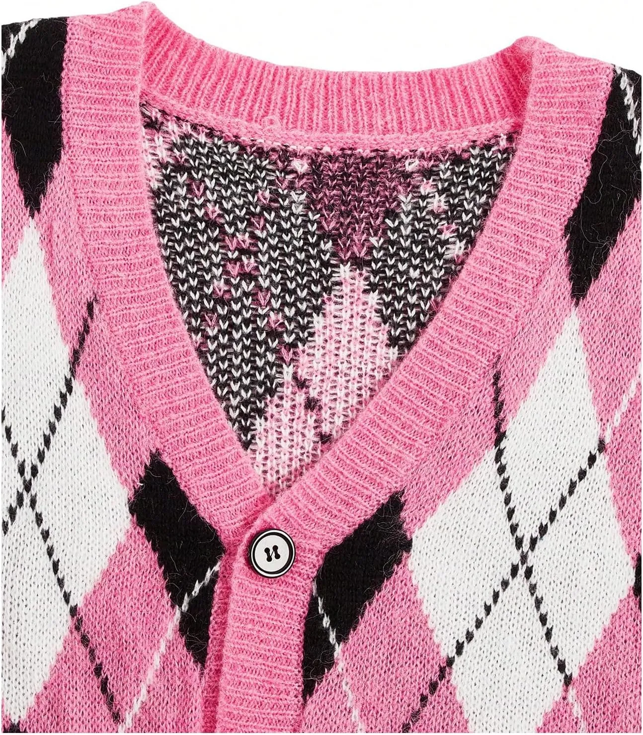 GORGLITTER Men's Argyle Sweaters Cardigan Trendy Long Sleeve V Neck Buttons Cardigan