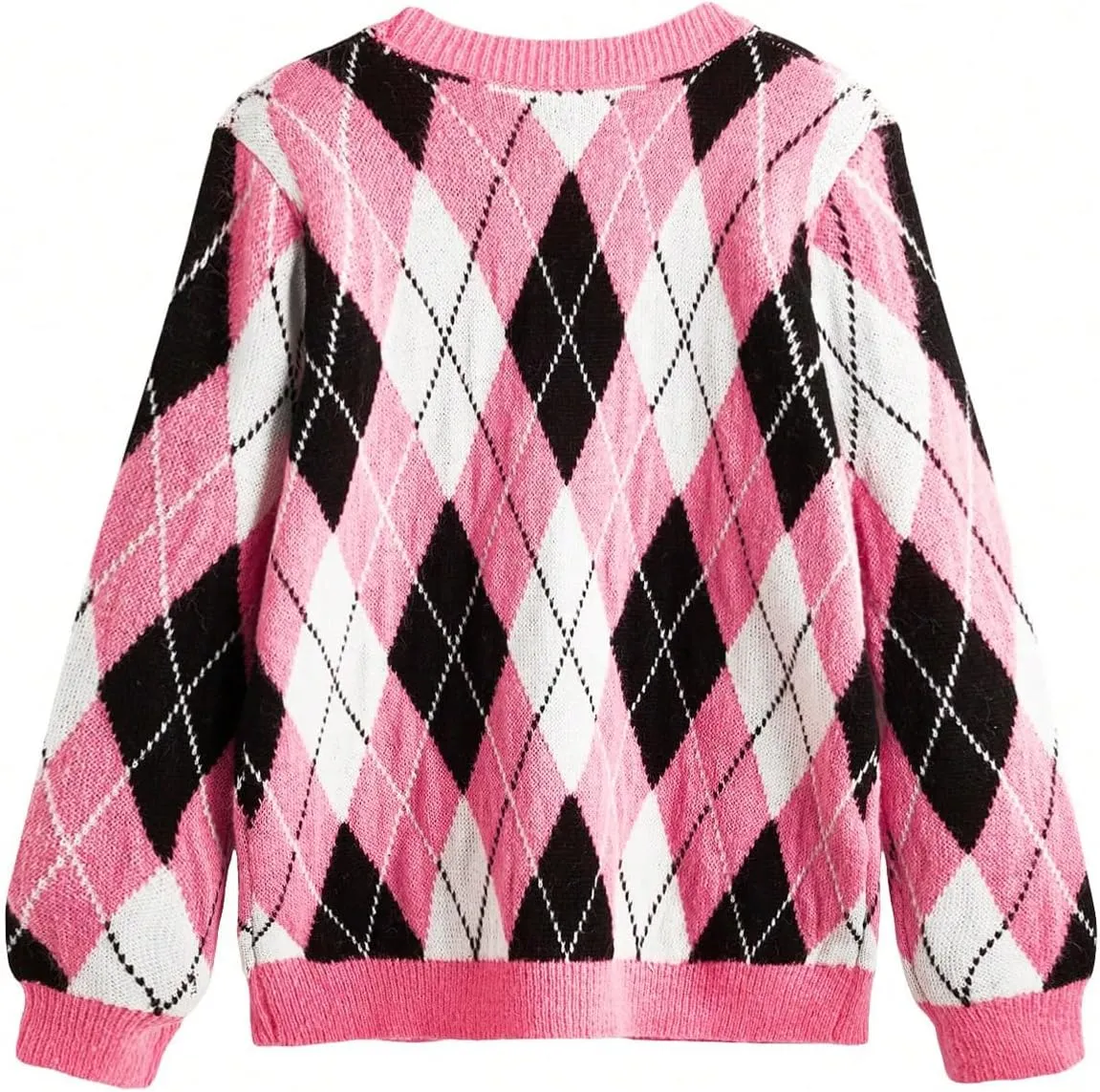 GORGLITTER Men's Argyle Sweaters Cardigan Trendy Long Sleeve V Neck Buttons Cardigan