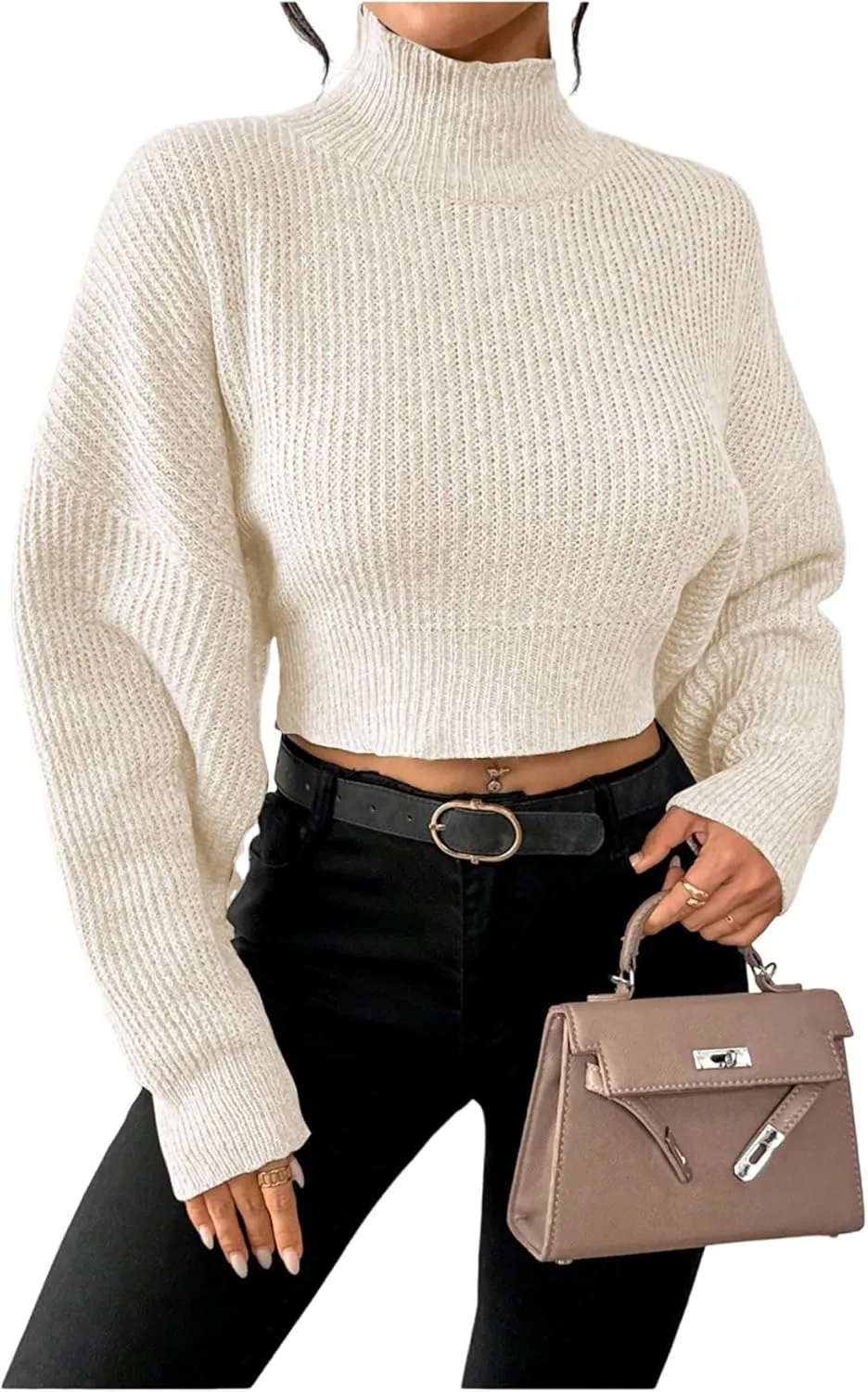 GORGLITTER Women's Bow Sweater Open Tie Back Long Sleeve Mock Neck Backless Pullover Top Fall Fashion 2024