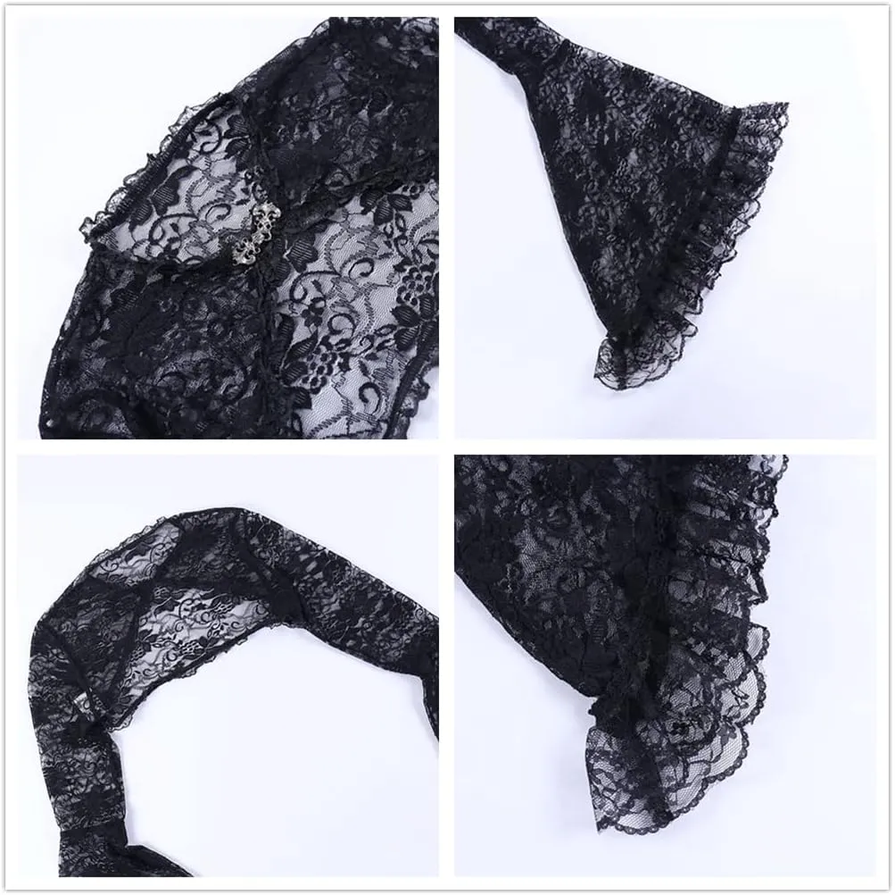 Goth Lace Shrug Fashion Trendy Crop Top Shrugs for Women