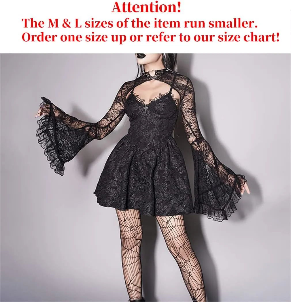 Goth Lace Shrug Fashion Trendy Crop Top Shrugs for Women