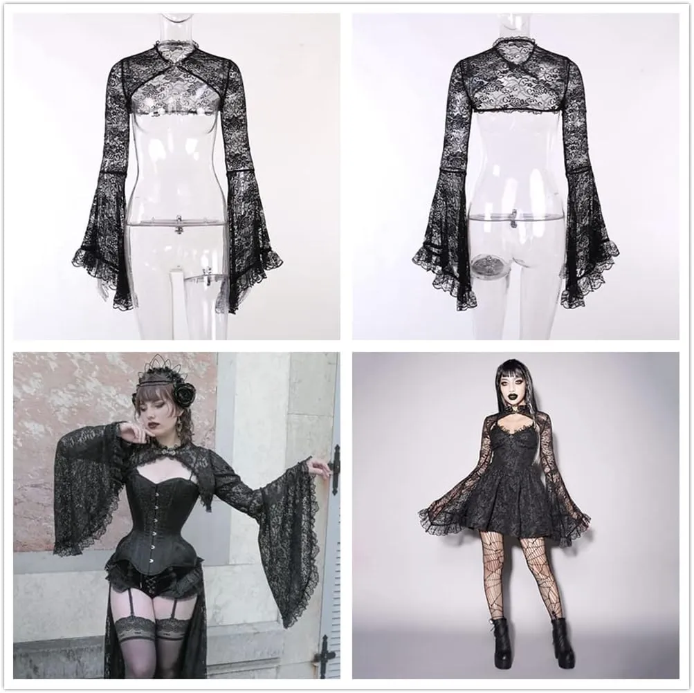 Goth Lace Shrug Fashion Trendy Crop Top Shrugs for Women