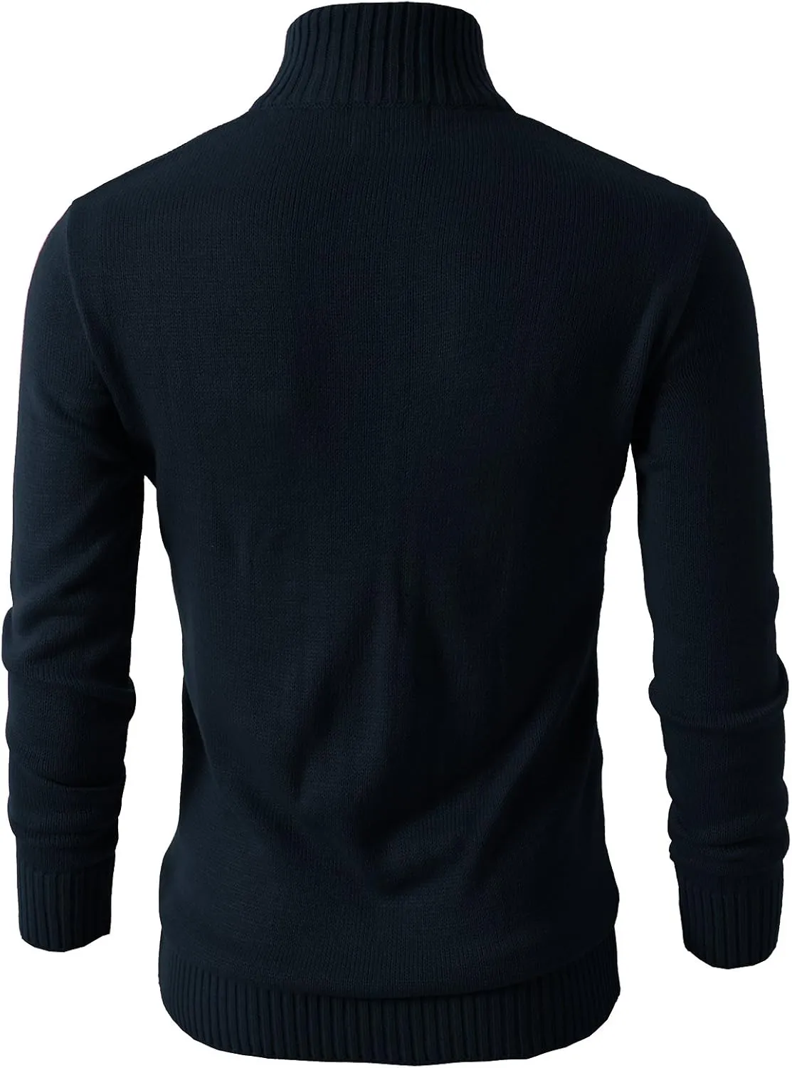 H2H Mens Casual Slim Fit Pullover Sweaters Long Sleeve Knitted Fabric Zip Up Mock Neck Polo Sweater