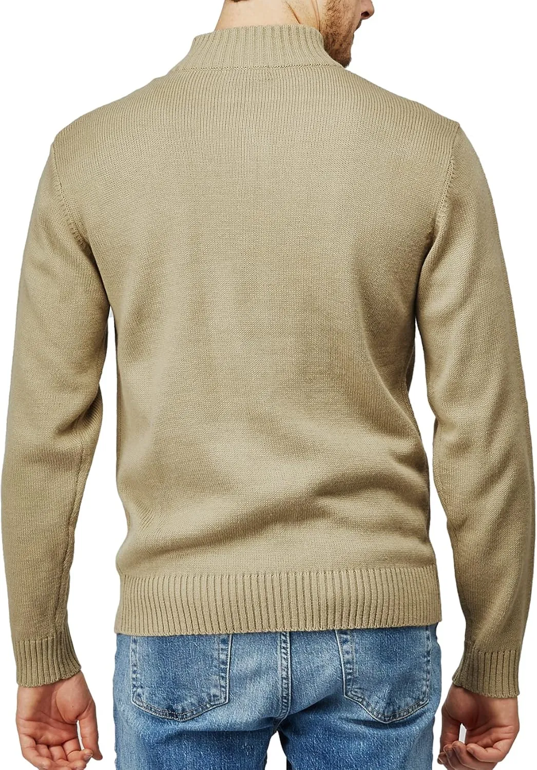 H2H Mens Casual Slim Fit Pullover Sweaters Long Sleeve Knitted Fabric Zip Up Mock Neck Polo Sweater