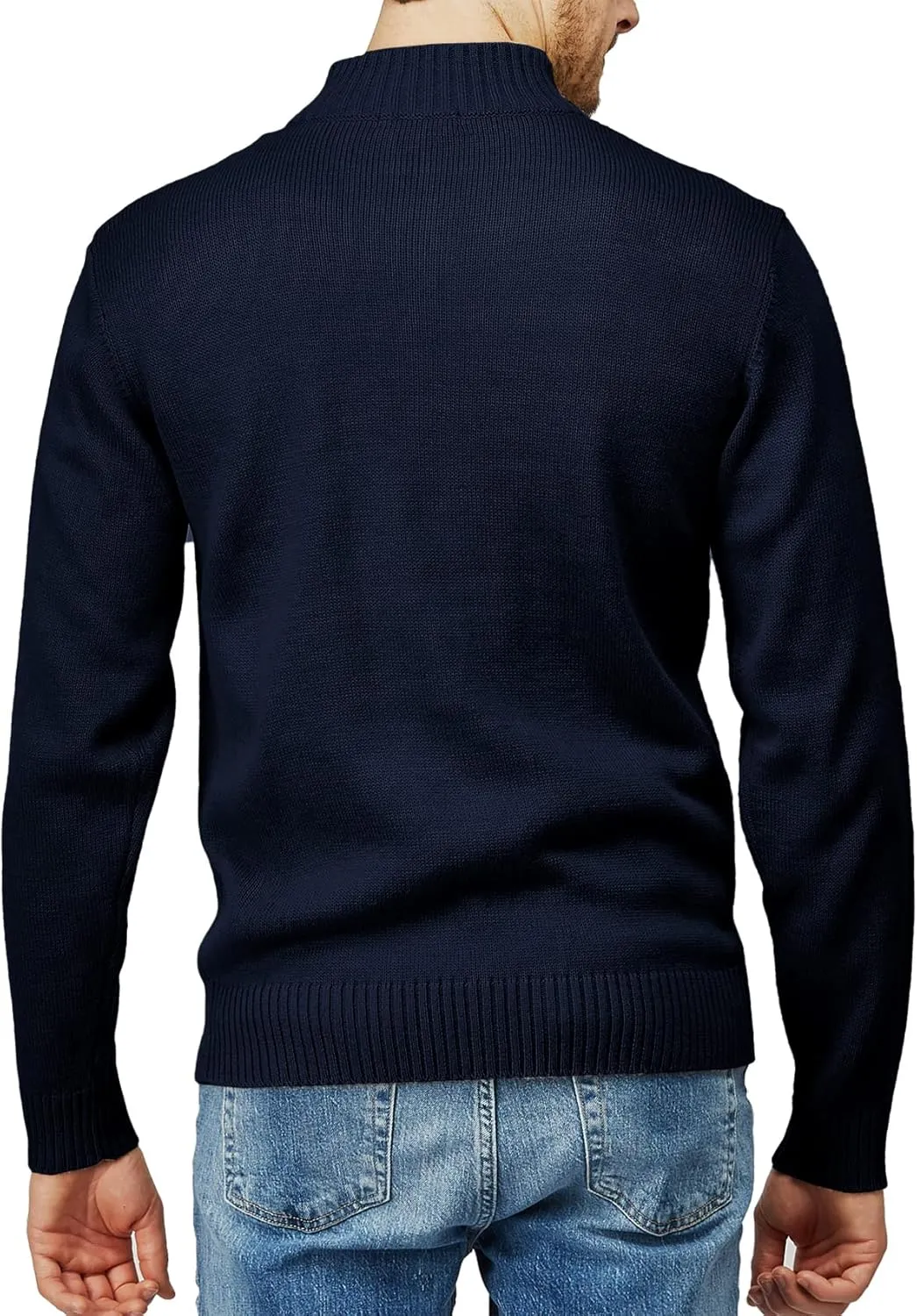H2H Mens Casual Slim Fit Pullover Sweaters Long Sleeve Knitted Fabric Zip Up Mock Neck Polo Sweater
