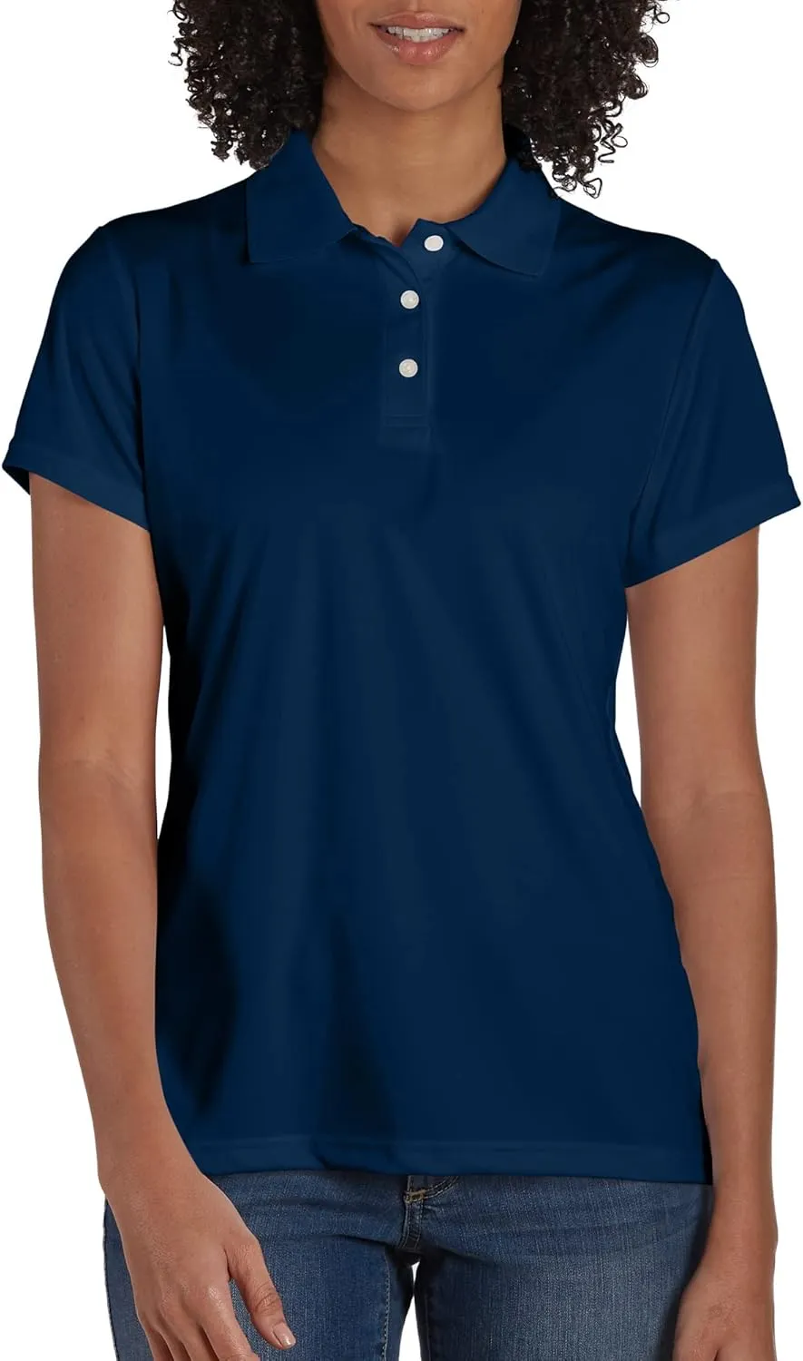 Hanes Sport Women's Cool DRI Performance Polo,Navy,X-Large