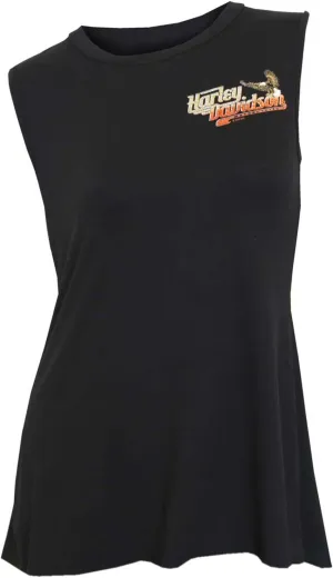 Harley-Davidson Women's Embellished Against The Wind Sleeveless Tank Top, Black