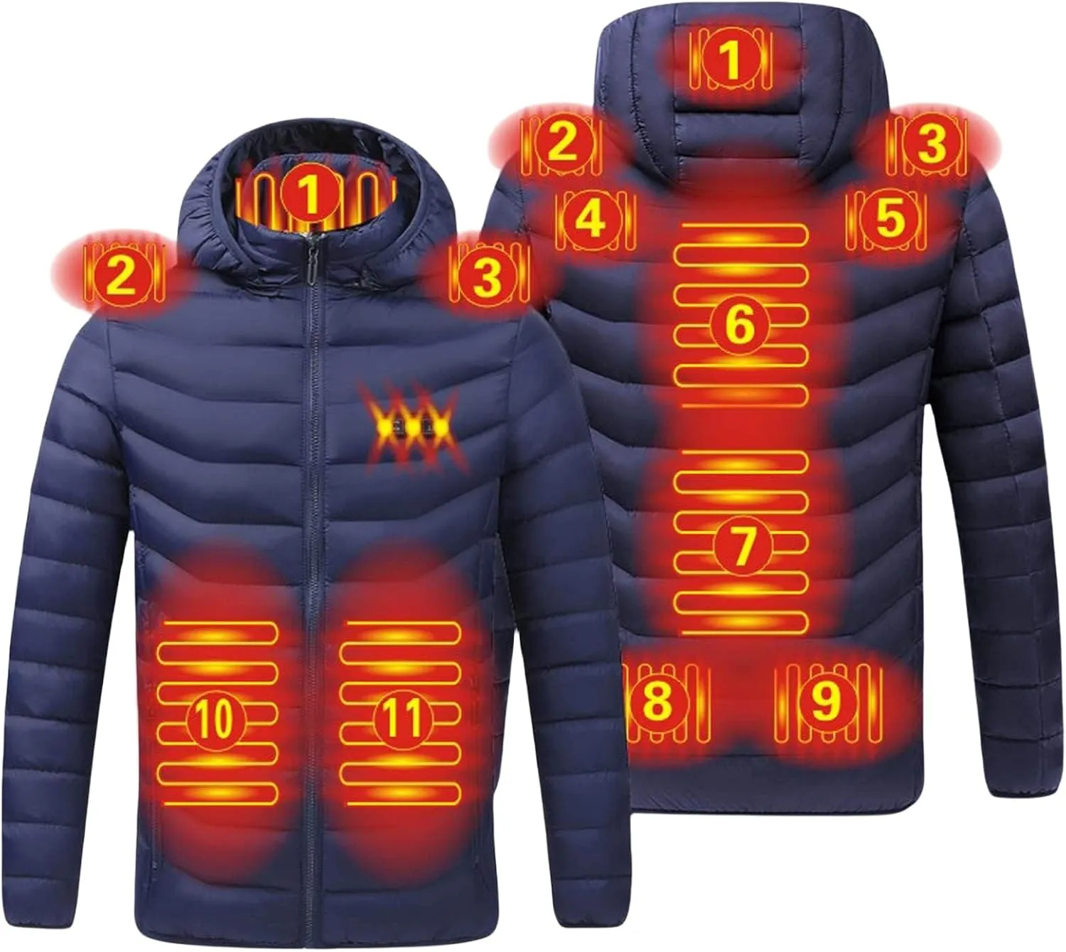 Heated Down Jacket Lightweight Puffer Heating Coat for Men Women Heated Coat for Unisex (Battery Pack no Include)