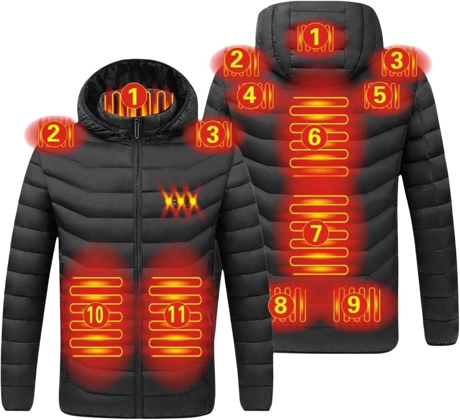 Heated Down Jacket Lightweight Puffer Heating Coat for Men Women Heated Coat for Unisex (Battery Pack no Include)