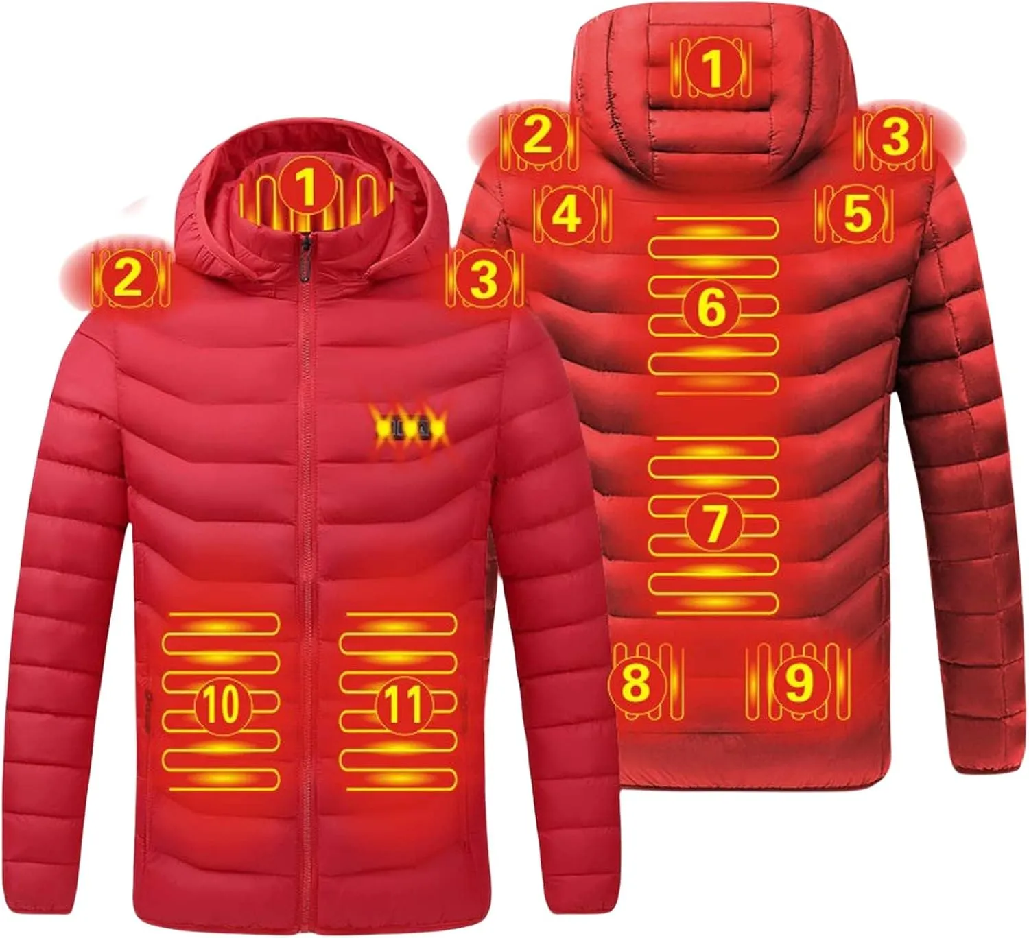 Heated Down Jacket Lightweight Puffer Heating Coat for Men Women Heated Coat for Unisex (Battery Pack no Include)