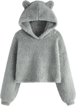 Hoodies for Teen Girls Sherpa Fleece Hooded Sweatshirts Oversized Long Sleeve Pullover Cute Clothes Tops 7-12 Years