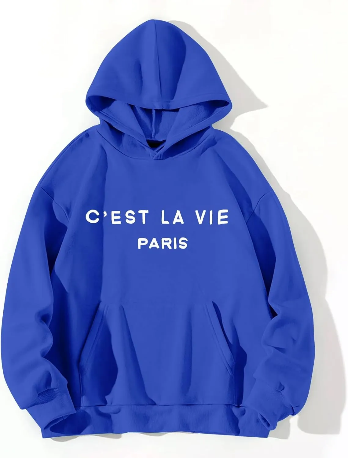 Hoodies for Women Cest La Vie Paris Hooded Sweatshirt Oversized Sweaters Drawstring Long Sleeve Pullover with