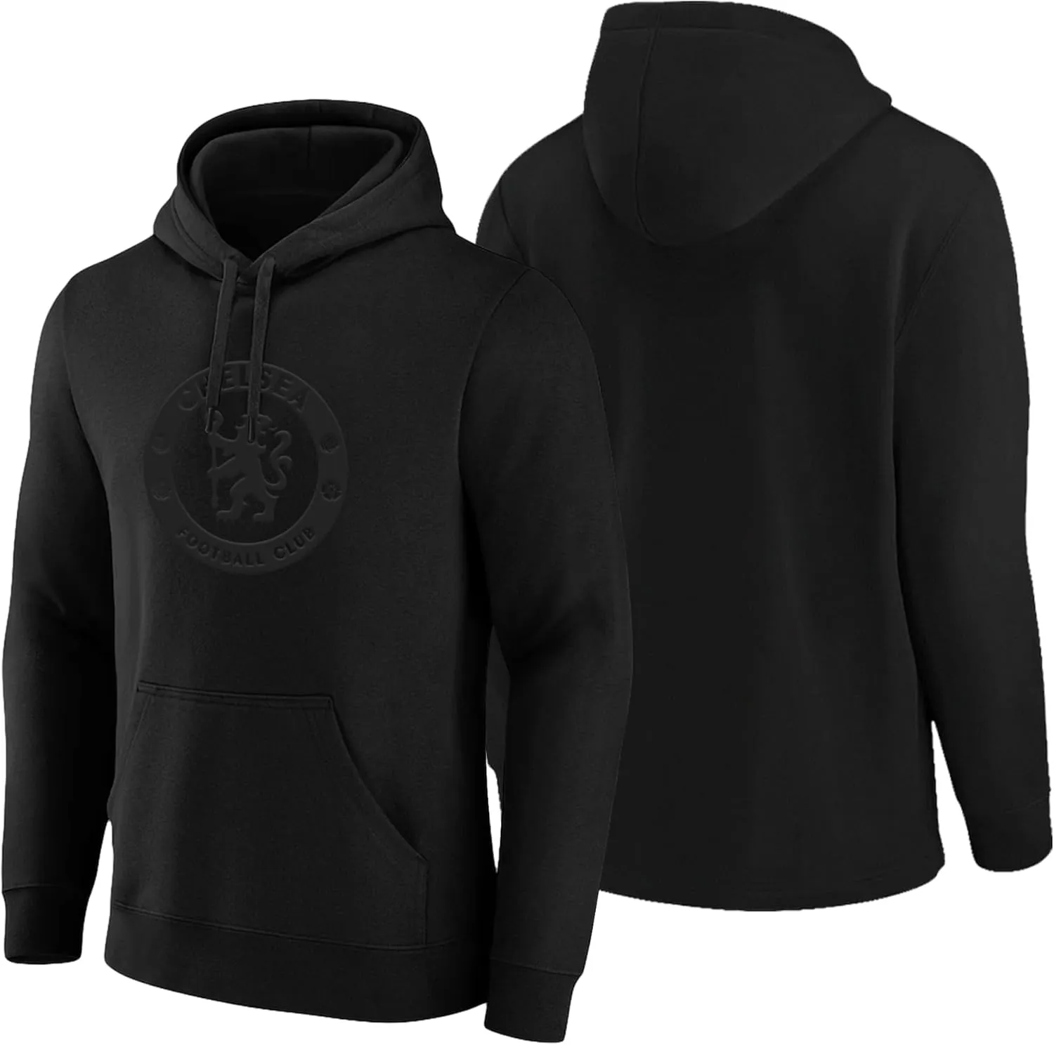 Icon Sports Officially Licensed International Club BLACKOUT Hoodie - Monochromatic Black Logo Print on Black Soccer Hoodie