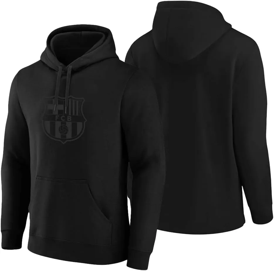 Icon Sports Officially Licensed International Club BLACKOUT Hoodie - Monochromatic Black Logo Print on Black Soccer Hoodie