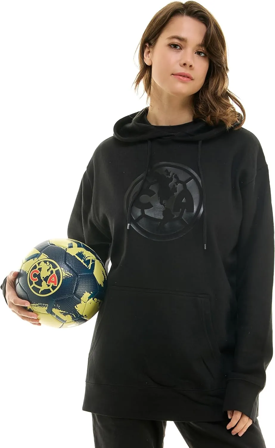 Icon Sports Officially Licensed International Club BLACKOUT Hoodie - Monochromatic Black Logo Print on Black Soccer Hoodie
