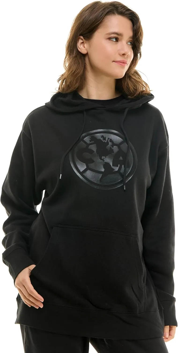 Icon Sports Officially Licensed International Club BLACKOUT Hoodie - Monochromatic Black Logo Print on Black Soccer Hoodie
