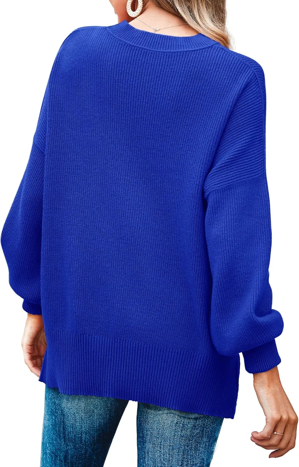 Imily Bela Womens Oversized Tunic Sweaters Fall Slouchy Long Sleeve Ribbed Knit Side Slit Pullover Jumper