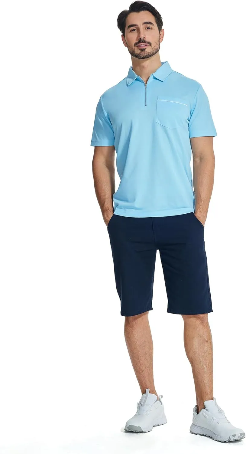 JACKETOWN 3 Pack Polo Shirt for Men Quarter Zip Polo T Shirt Casual Short Sleeve Collared Shirts with Pocket