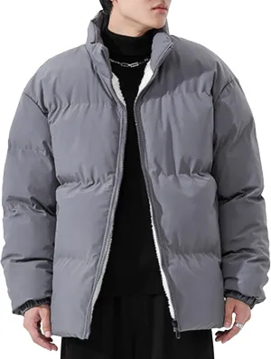 JEShifangjiusu Men'S Thicken Puffer Jacket Lightweight Water-Resistant Warm Winter Coat Full Zip Up Cotton-Padded Jackets