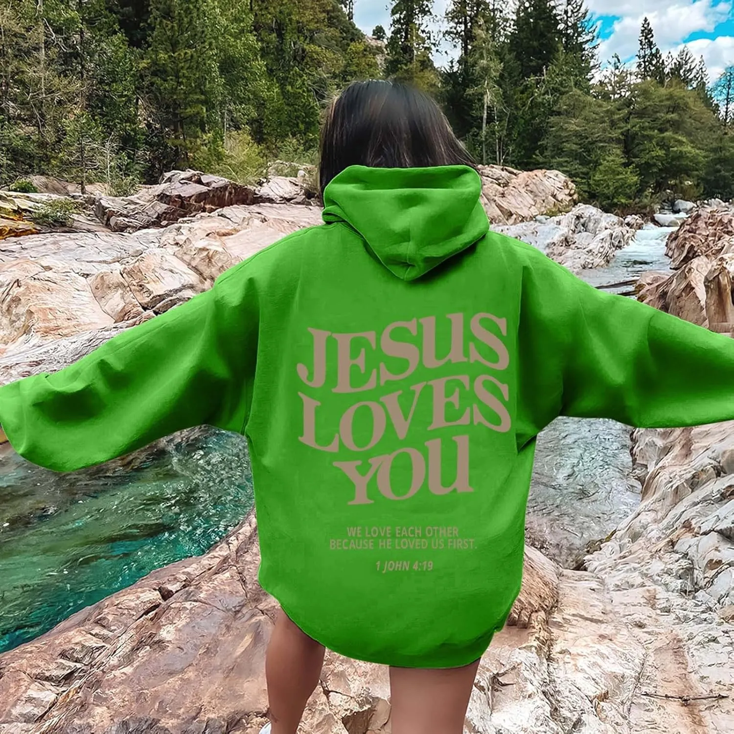 Jesus Loves You Hoodie for Women Men Have A Good Day Christian Hooded Sweatshirts Bible Verse Religious Pullover Tops