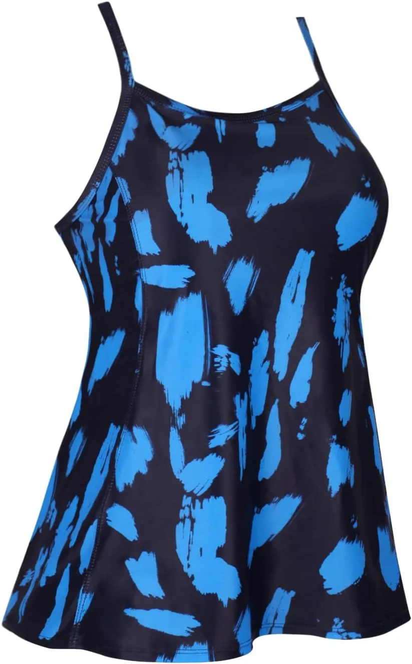 JINXUEER Women's Plus Size Flowy Swimsuit Crossback Tankini Top Modest Swimwear