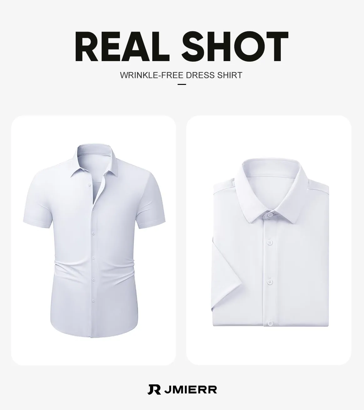 JMIERR Men's Muscle Fit Dress Shirts Summer Casual Button Down Short Sleeve High Stretch Wrinkle-Free Shirt