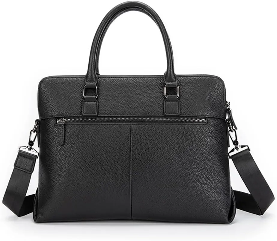JSEIAJB Leather Tote Top Layer Cowhide Hand-woven Men's Business Briefcase Computer Bag