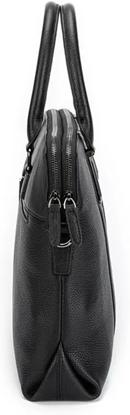 JSEIAJB Leather Tote Top Layer Cowhide Hand-woven Men's Business Briefcase Computer Bag