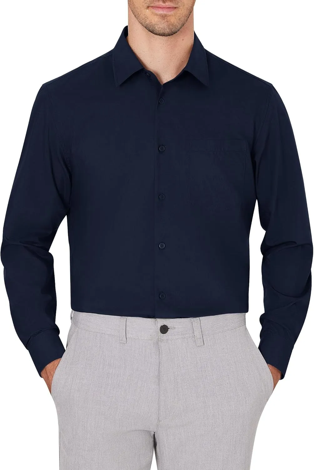 J.VER Men's Dress Shirts Wrinkle Free Long Sleeve Formal Shirt Solid Business Casual Button Down Shirts for Wedding Prom