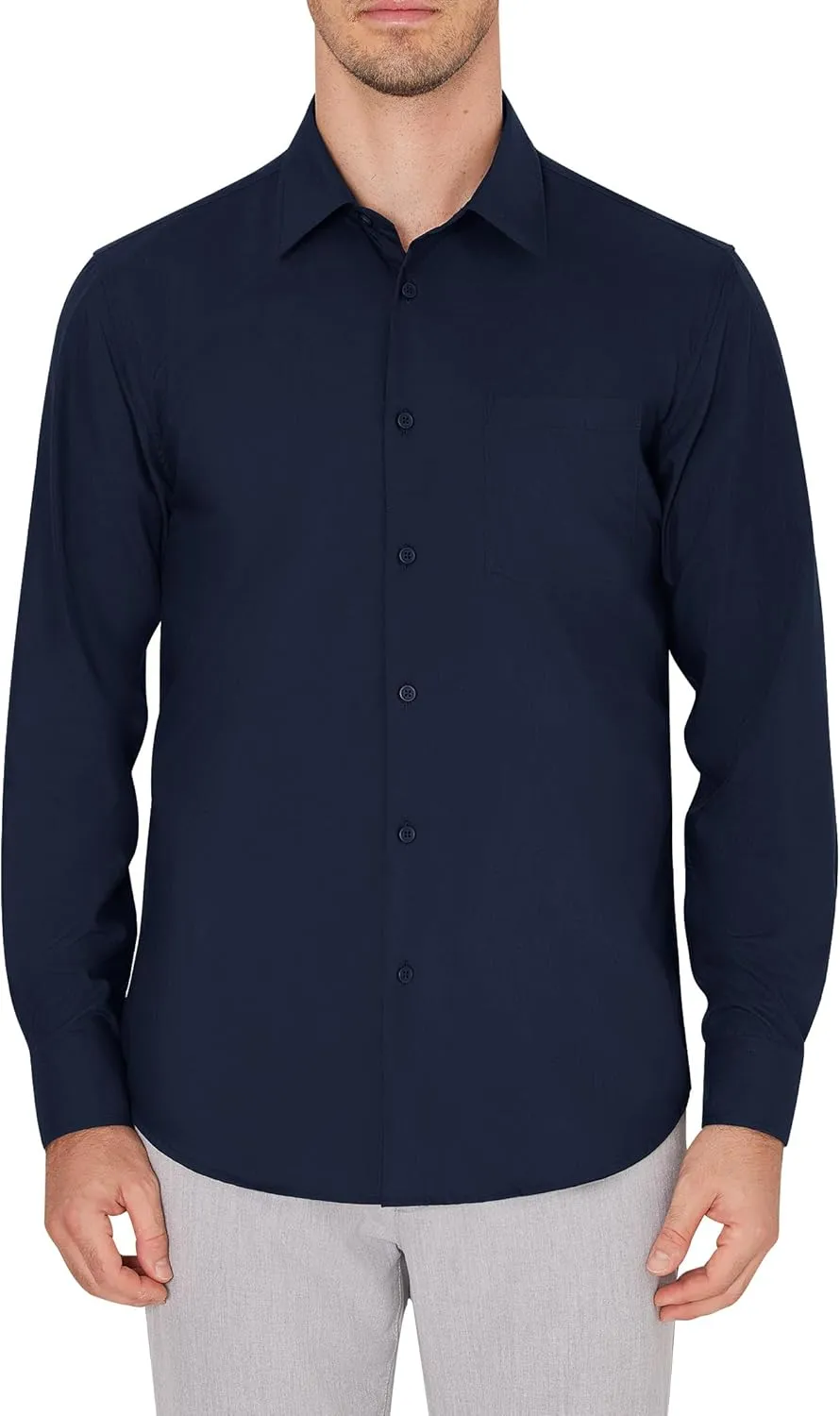 J.VER Men's Dress Shirts Wrinkle Free Long Sleeve Formal Shirt Solid Business Casual Button Down Shirts for Wedding Prom