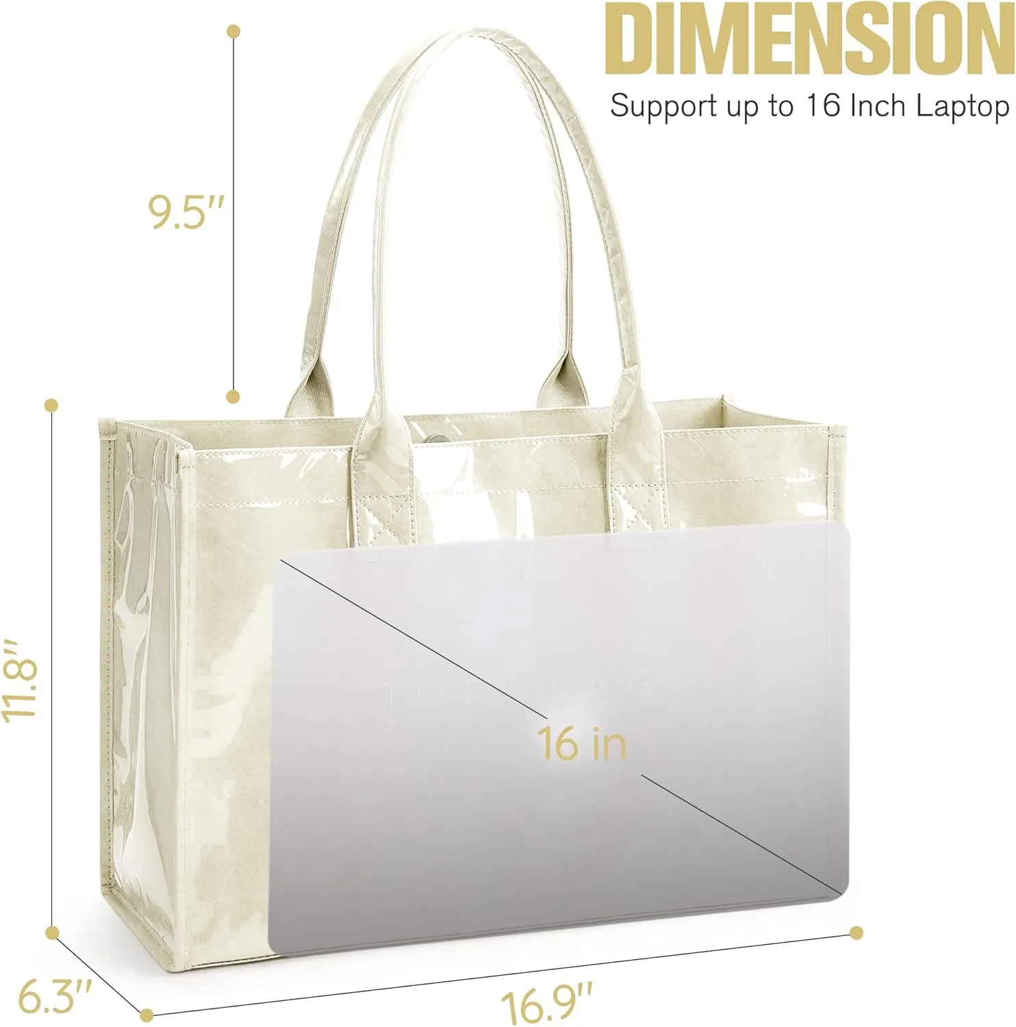 KALIDI PVC Tote Bag Womens Kraft Paper Work Handbags Purses with Top Handle