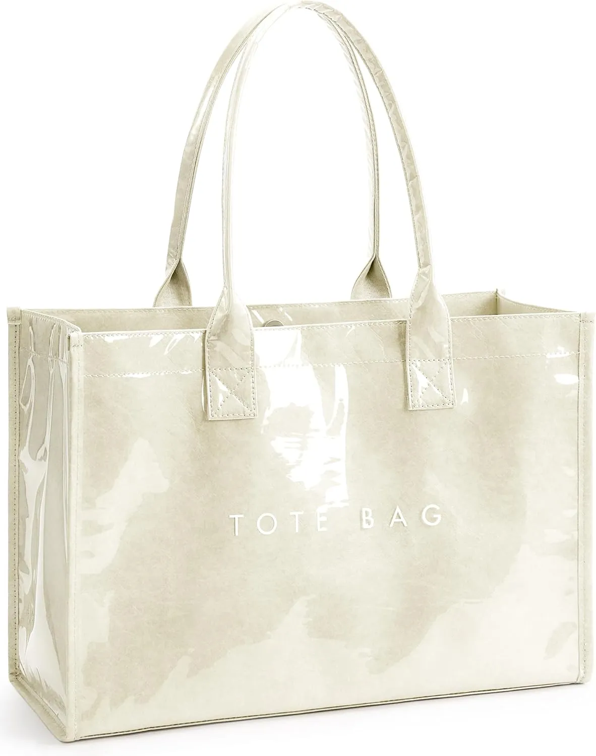 KALIDI PVC Tote Bag Womens Kraft Paper Work Handbags Purses with Top Handle