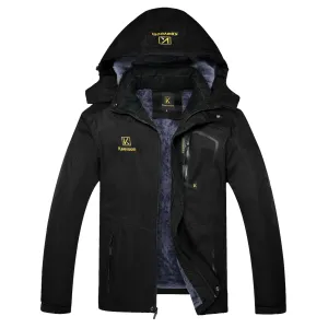 Keevoom Men's Waterproof Ski Jacket Winter Warm Snow Coat Windproof Mountain Raincoat Snowboarding Hooded Jackets for Mens (Black,L)