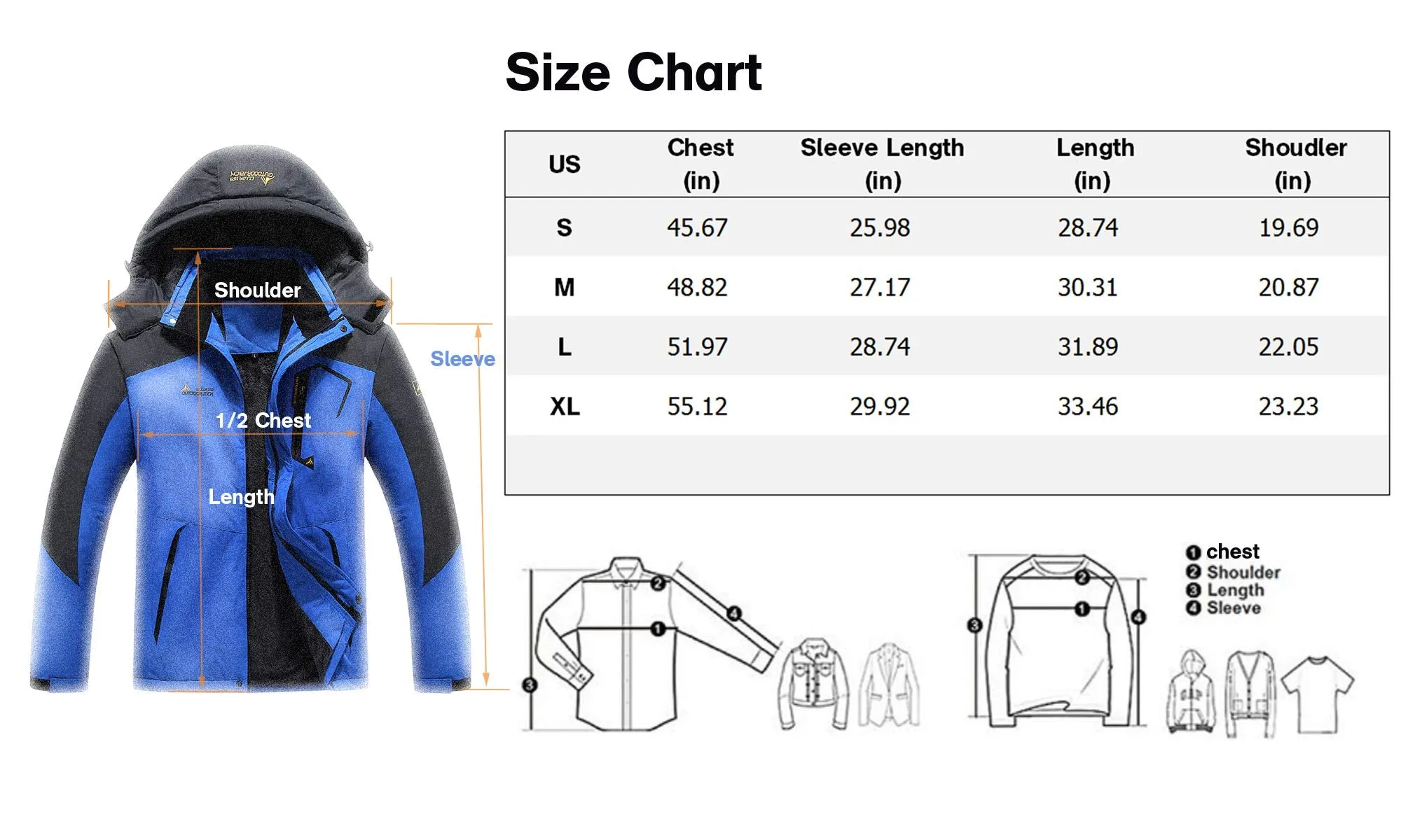 Keevoom Men's Waterproof Ski Jacket Winter Warm Snow Coat Windproof Mountain Raincoat Snowboarding Hooded Jackets for Mens (Black,L)