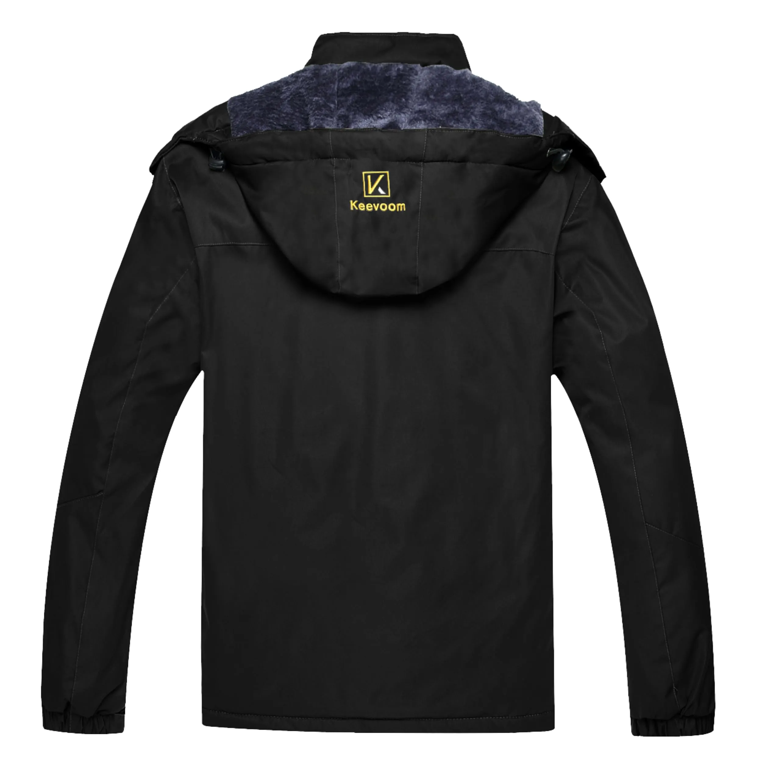 Keevoom Men's Waterproof Ski Jacket Winter Warm Snow Coat Windproof Mountain Raincoat Snowboarding Hooded Jackets for Mens (Black,L)