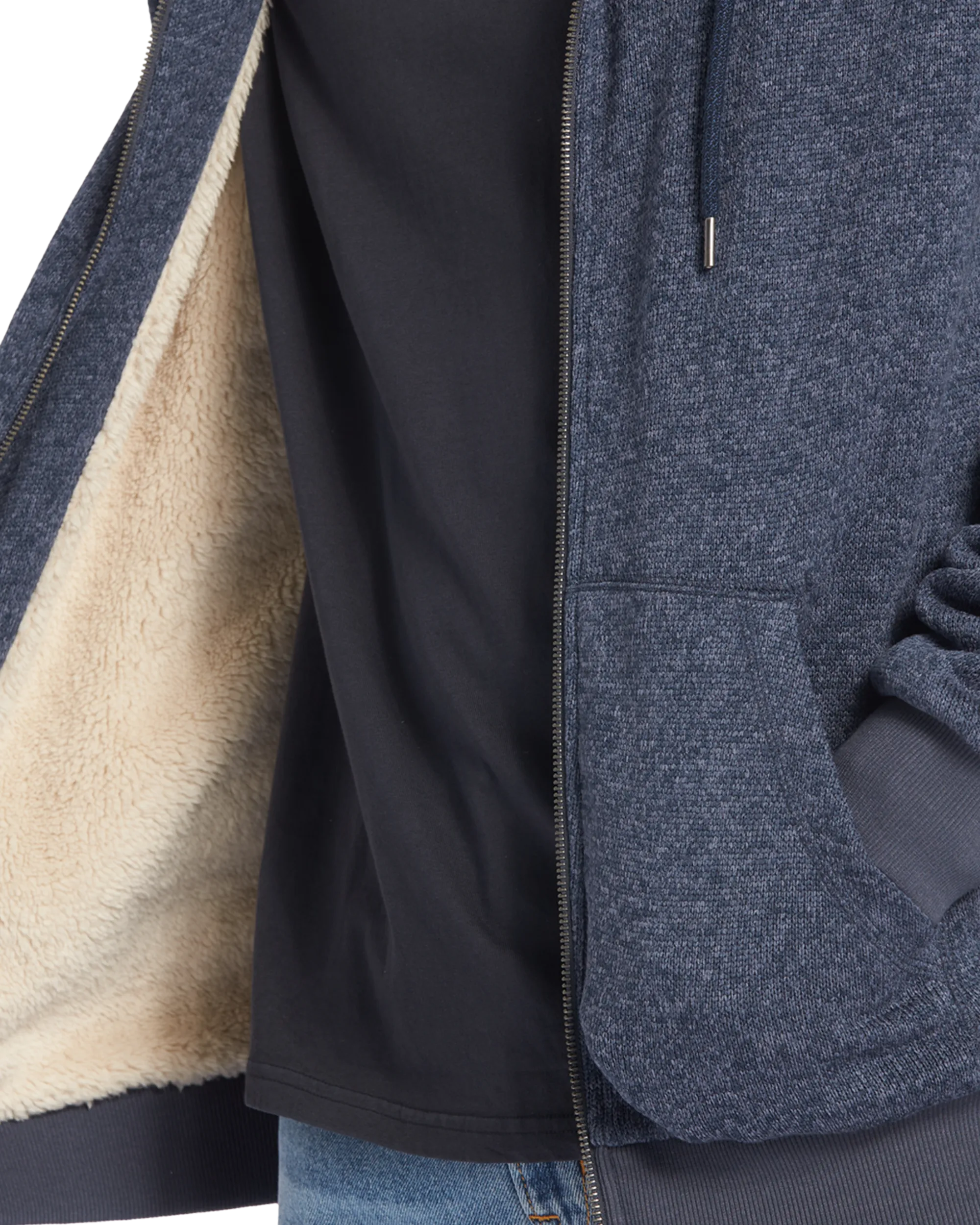 Keller Sherpa Hoodie in Navy Blazer Heather