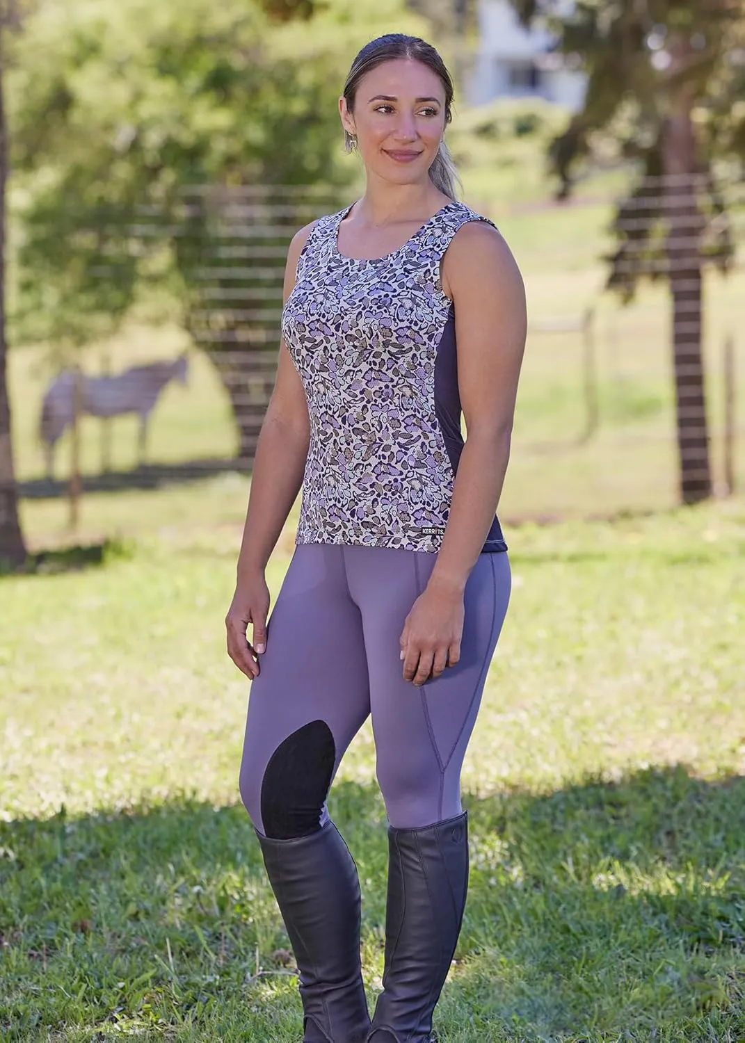 Kerrits Women's Breeze Ice Fil Equestrian Tank Top  Ultra-Lightweight, Cooling Horse Print Shirt, Great for Summer