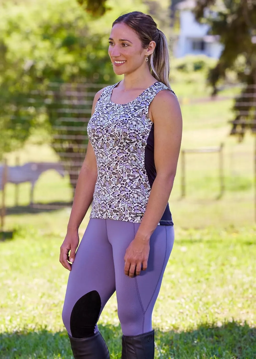 Kerrits Women's Breeze Ice Fil Equestrian Tank Top  Ultra-Lightweight, Cooling Horse Print Shirt, Great for Summer