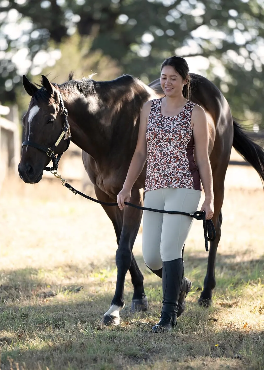 Kerrits Women's Breeze Ice Fil Equestrian Tank Top  Ultra-Lightweight, Cooling Horse Print Shirt, Great for Summer