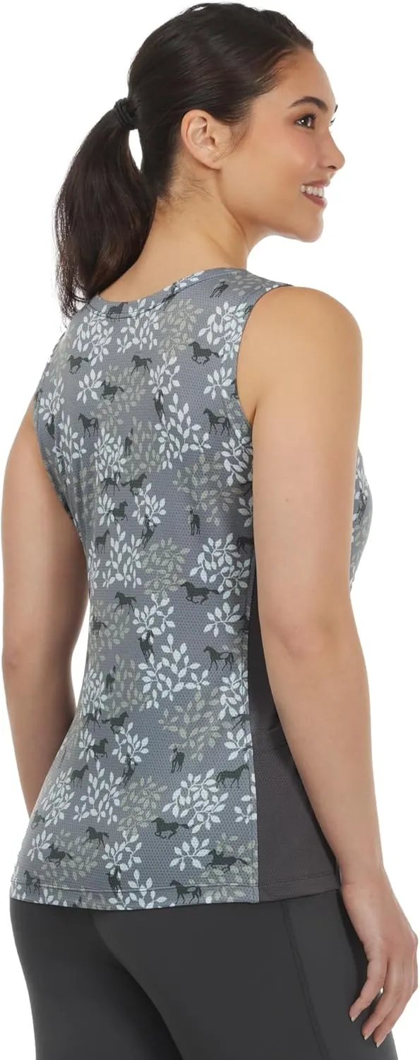 Kerrits Women's Breeze Ice Fil Equestrian Tank Top  Ultra-Lightweight, Cooling Horse Print Shirt, Great for Summer