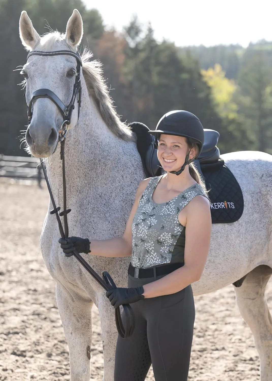 Kerrits Women's Breeze Ice Fil Equestrian Tank Top  Ultra-Lightweight, Cooling Horse Print Shirt, Great for Summer
