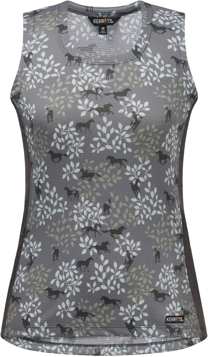 Kerrits Women's Breeze Ice Fil Equestrian Tank Top  Ultra-Lightweight, Cooling Horse Print Shirt, Great for Summer