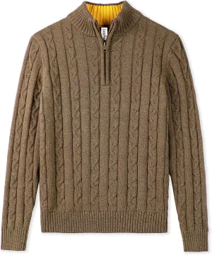 Kid Nation Boys Sweater 100% Cotton Quarter Zip Sweater Kids Cable Knit Casual Pullover (Previously Amazon Essentials)