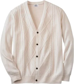 KingSize Men's Big & Tall Shoreman's Cardigan Cable Knit Sweater