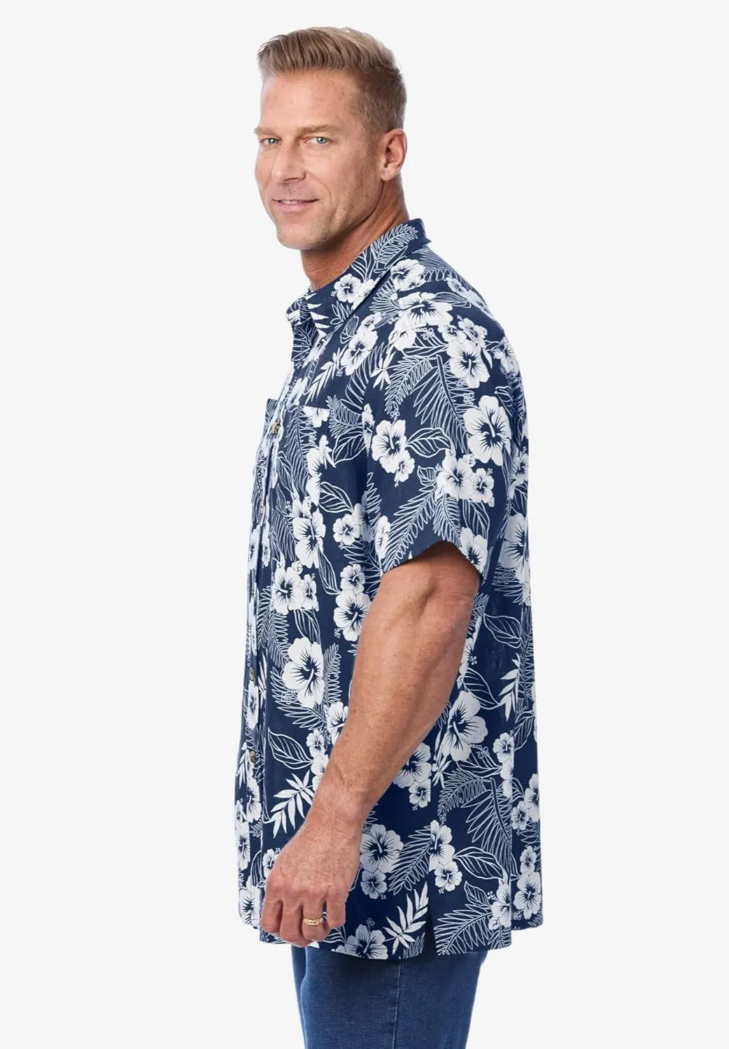 KingSize Men's Big & Tall Short-Sleeve Linen Shirt