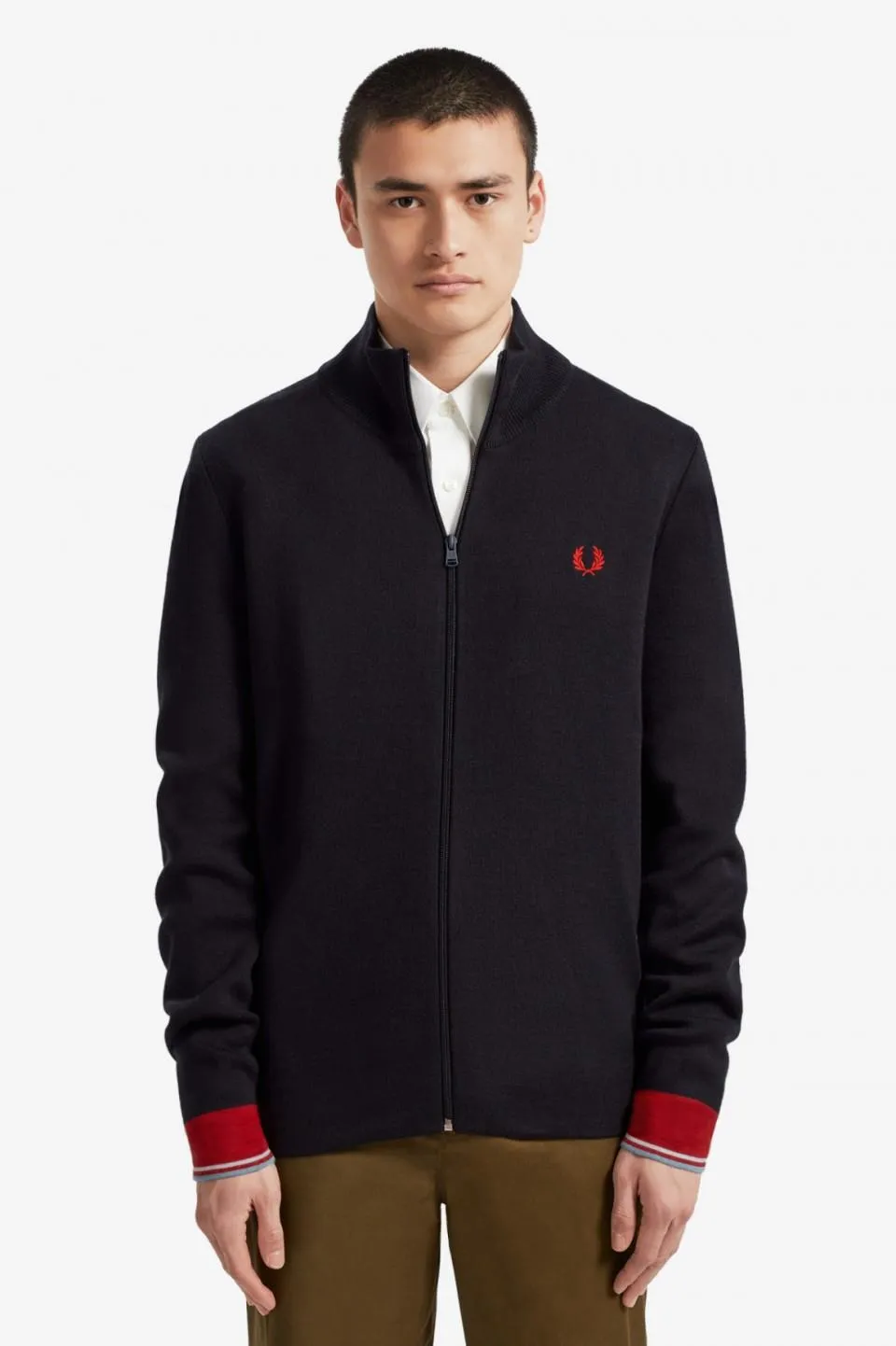 Knitted Track Jacket (Navy)