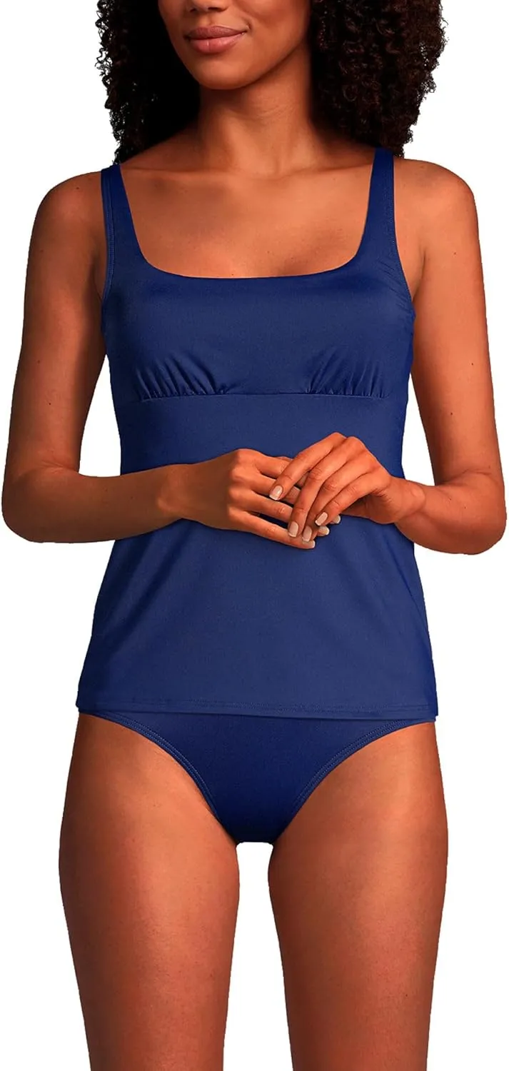 Lands' End Women's Square Neck Underwire Tankini Top Swimsuit Adjustable Straps